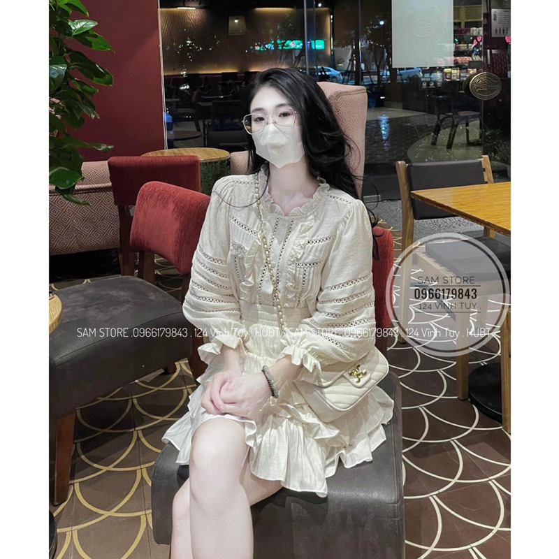 Set Baby Doll Ren Dài Tay Tặng Kèm Chân Váy Nhiều Tầng Có Lớp Lót