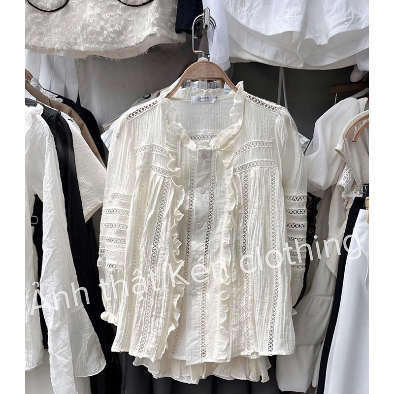 Set Baby Doll Ren Dài Tay Tặng Kèm Chân Váy Nhiều Tầng Có Lớp Lót