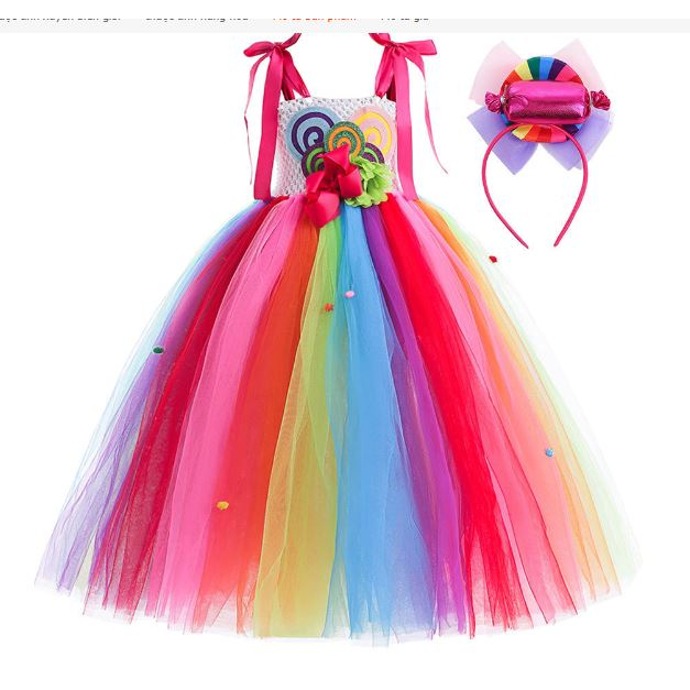 🍄2023 - Đầm Công Chúa Kẹo Mút. Váy Đầm Hóa Trang Công Chúa Kẹo Mút Sắc Màu Siêu Đẹp Cho Bé