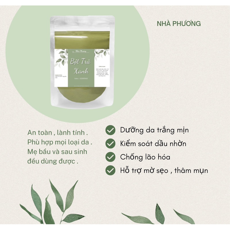 Bột trà xanh nguyên chất Organic gói 250gr