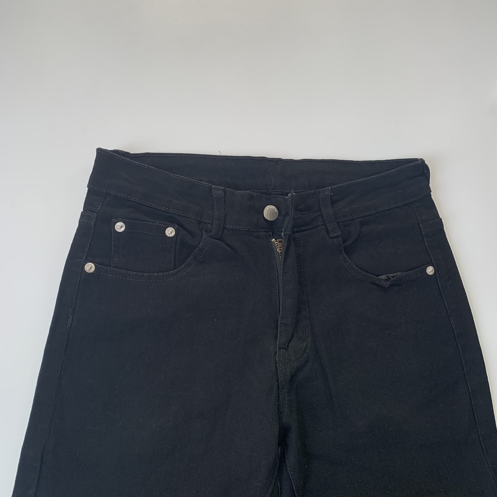 Quần jean nam đen trơn rách gối chất bò đẹp co giãn cao cấp ROMAN QJ