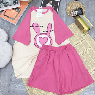 Set Bộ Đồ Nữ In Thỏ From Rông Tay Lỡ Chất Cotton Khô Co Giãn 4 Chiều Thấm Hút Mồ Hôi