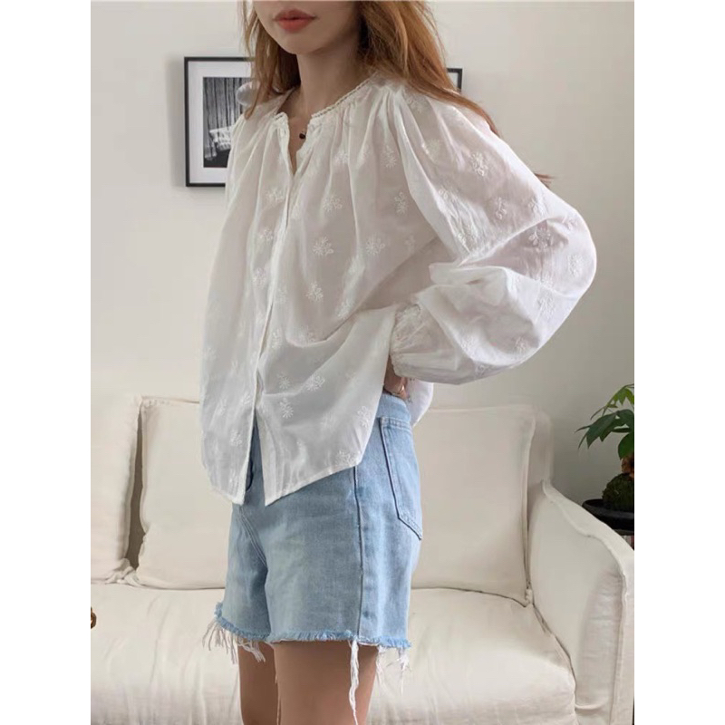 Áo boi hoa nổi Hàn Quốc LA REINE 1827