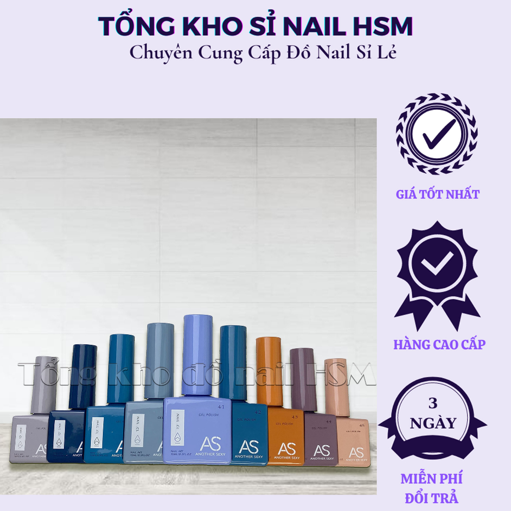 [Mua 10 tặng 1] Sơn gel AS Chai Vuông lẻ màu (31-60) hàng chính hãng Đặc Mướt - Sơn nail cao cấp  - Phụ kiện đồ nail HSM