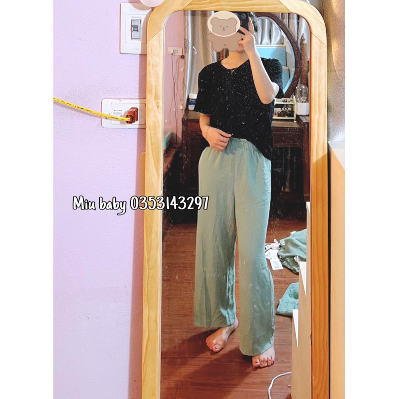 Quần dài ống rộng 2 màu xuat dư cho mẹ và bé