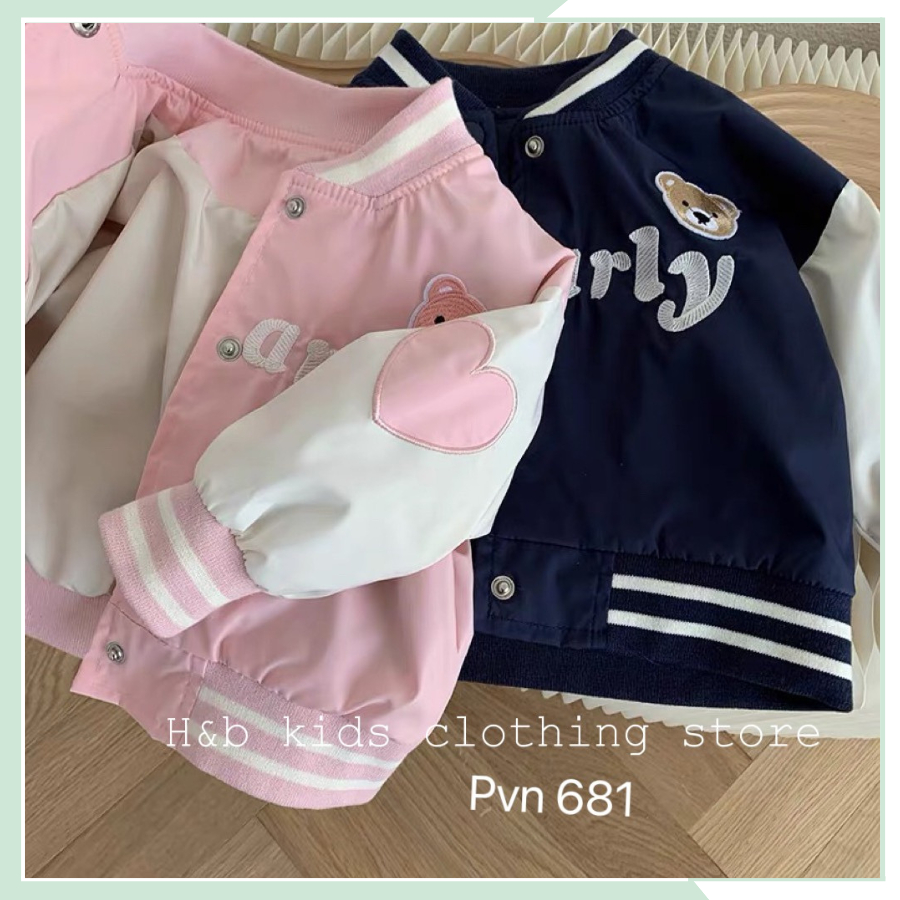 Áo khoác bóng chày cho bé, áo khoác bomber gió hai lớp AK10