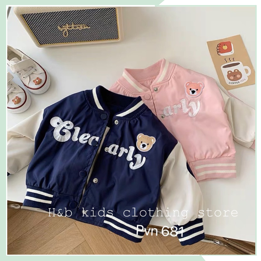 Áo khoác bóng chày cho bé, áo khoác bomber gió hai lớp AK10