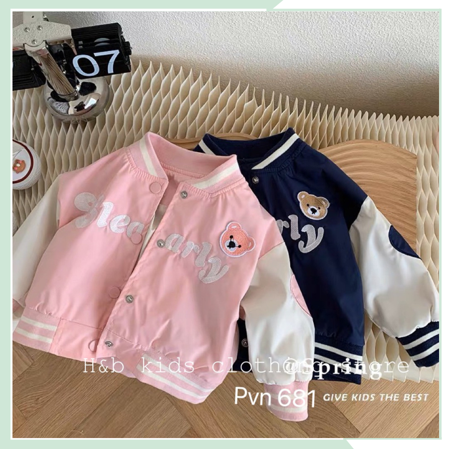 Áo khoác bóng chày cho bé, áo khoác bomber gió hai lớp AK10