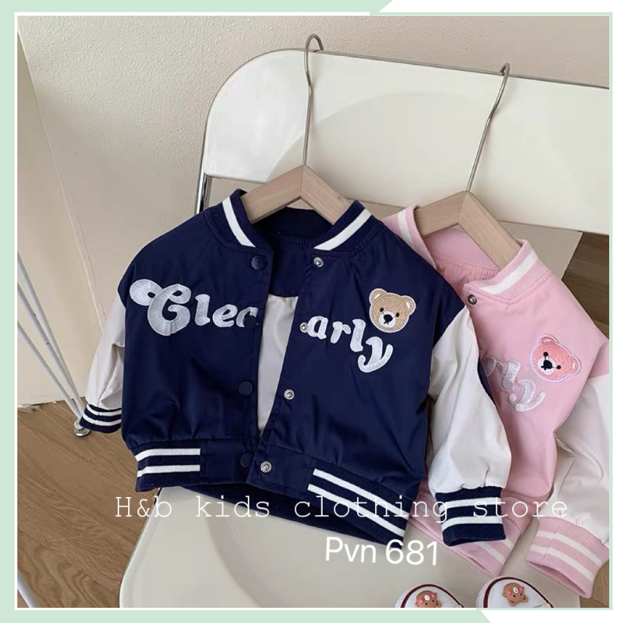 Áo khoác bóng chày cho bé, áo khoác bomber gió hai lớp AK10