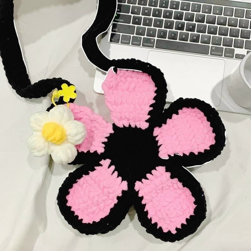Túi len bông hoa handmade nhận mix màu theo yêu cầu inbox