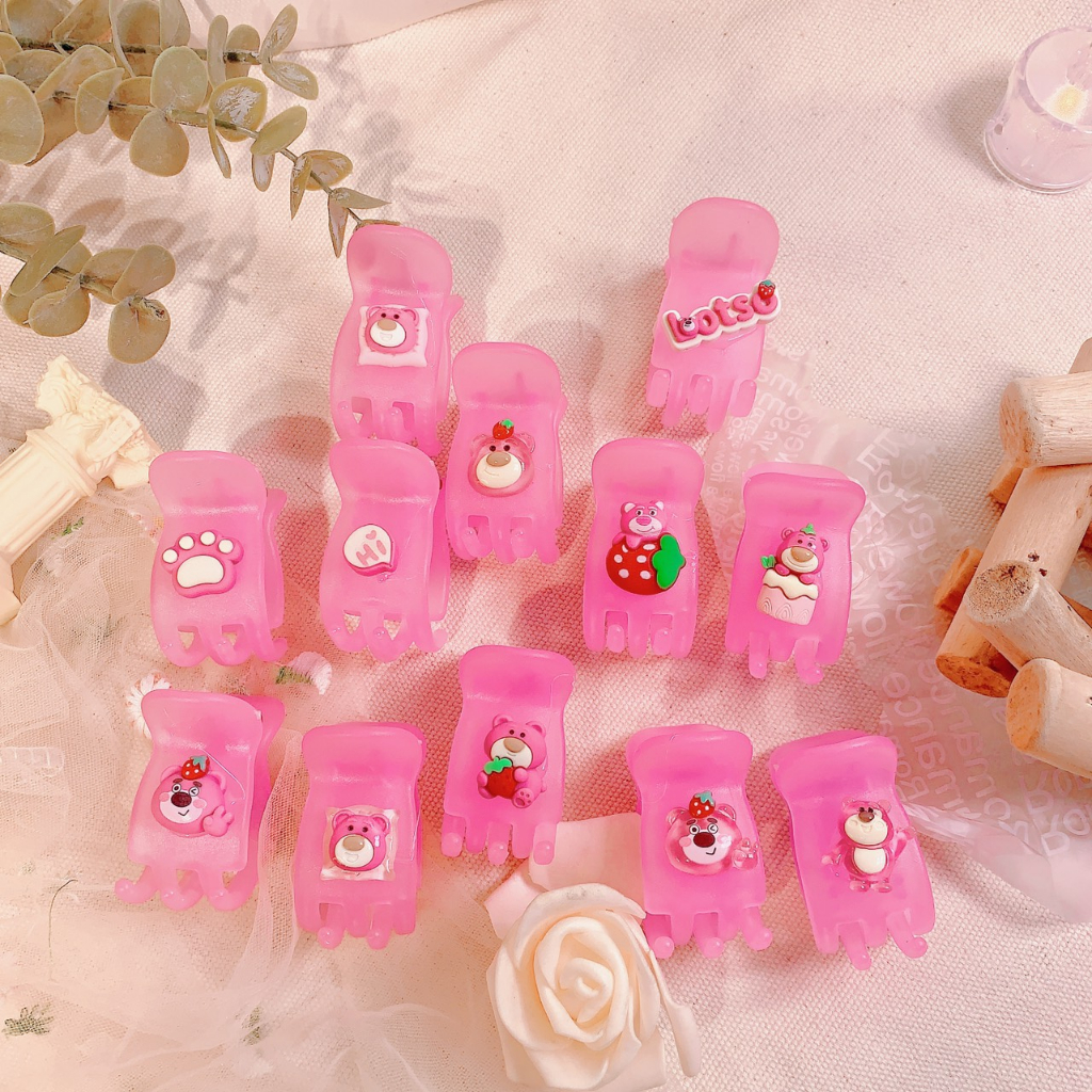 Set 12 Kẹp tóc càng cua màu Pastel , Socola cafe sữa , Hồng nhám paster . Charm gấu