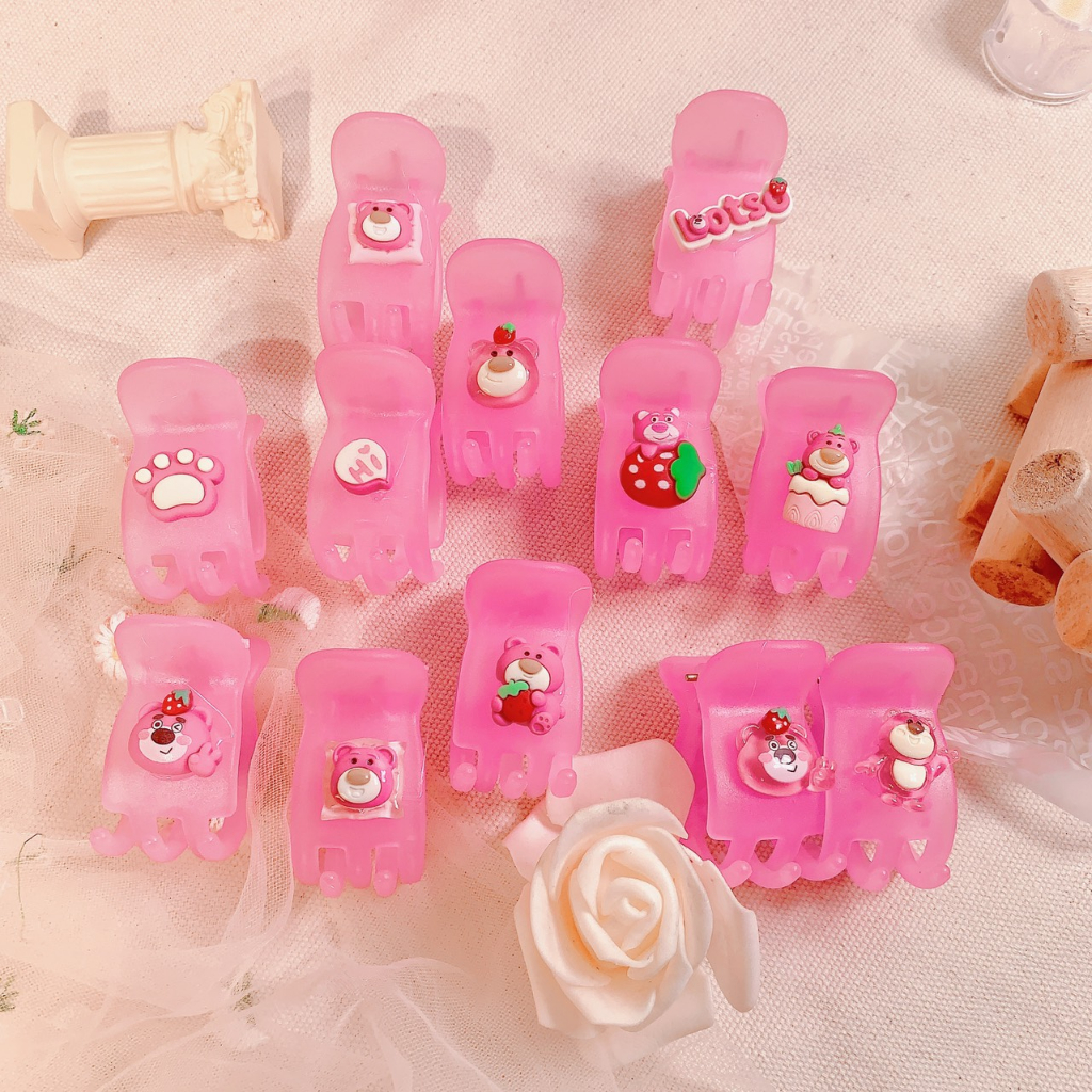 Set 12 Kẹp tóc càng cua màu Pastel , Socola cafe sữa , Hồng nhám paster . Charm gấu