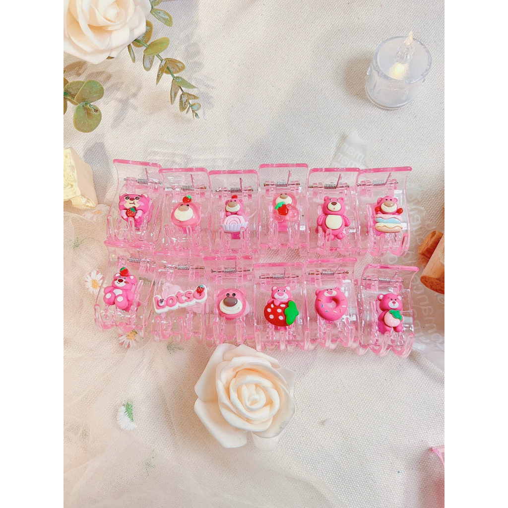 Set 12 Kẹp tóc càng cua màu Pastel , Socola cafe sữa , Hồng nhám paster . Charm gấu
