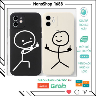 Ốp Lưng iPhone Cạnh Vuông, TPU Dẻo Cạnh Vuông in Hình Người Que Kute QKA iP 7Plus,8Plus,x,xs,xsmax,11,12,13,14,Pro,proma