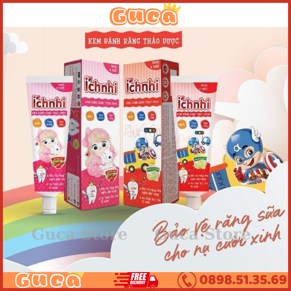 Kem đánh răng ích nhi cho bé nuốt được không cay, không flour, tuýp 50gr
