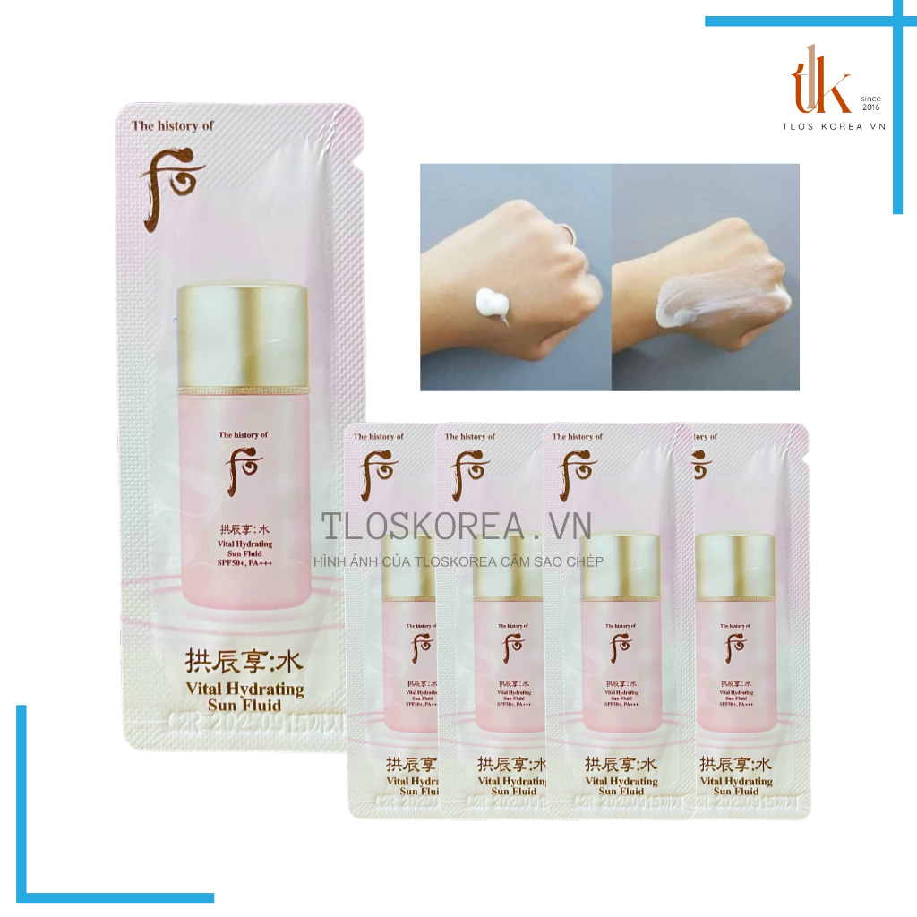 Gói Sample Kem Chống Nắng Whoo Hồng Dạng Sữa Whoo Vital Hydrating Sun Fluid 1Ml Siêu Thẩm Thấu Mát Lạnh