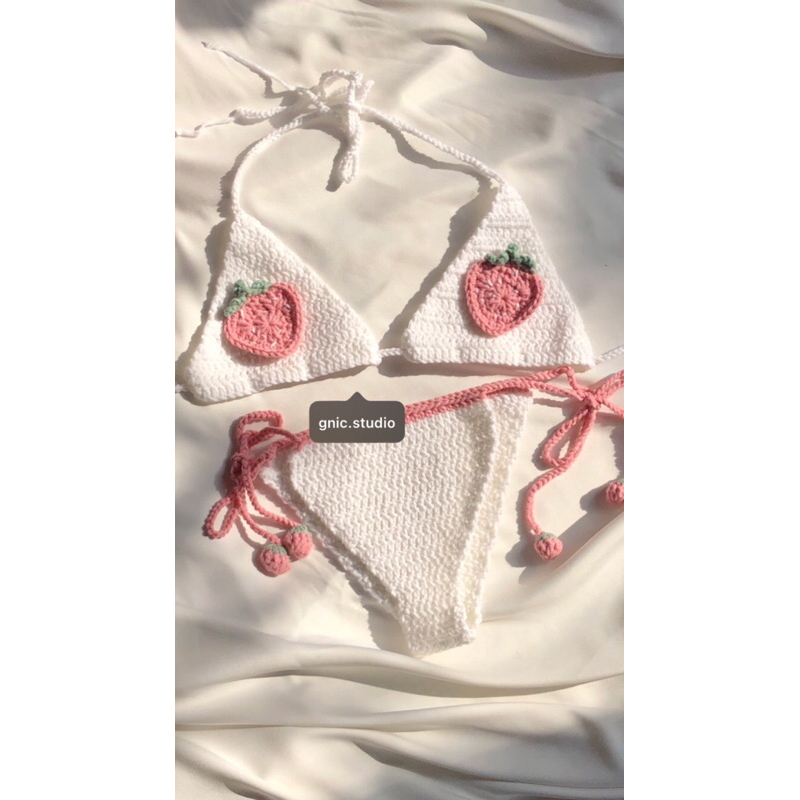 Set bikini dâu - bikini móc len - gnic.studio