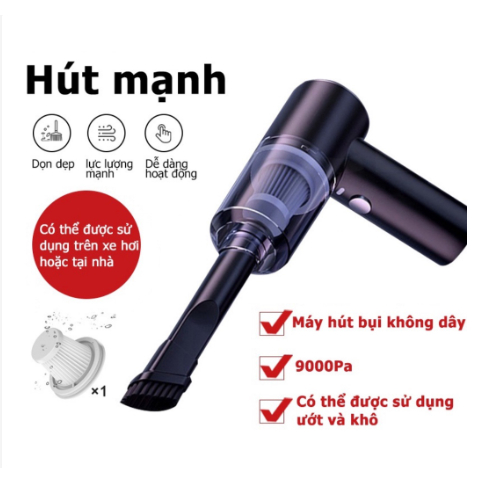 Máy hút bụi cầm tay 2in1 - Máy hút không dây lực hút siêu mạnh sử dụng pin sạc, máy hút và thổi cực mạnh 2023