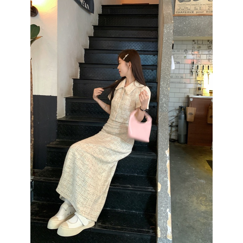 SET VÁY DẠ TWEED, SET VÁY DÀI XẺ SAU VÀ ÁO CROPTOP DẠ, SET VÁY TIỂU THƯ DÀI QUA GỐI