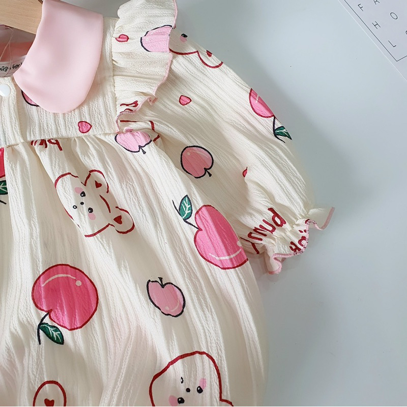 Body Tay Dài Hoạ Tiết Táo Hồng 𝐍𝐇𝐈́𝐌 𝐗𝐔̀ 𝐊𝐈𝐃𝐒 Cho Bé Gái Sơ Sinh, Đầy Tháng, Thôi Nôi, Sinh Nhật B007
