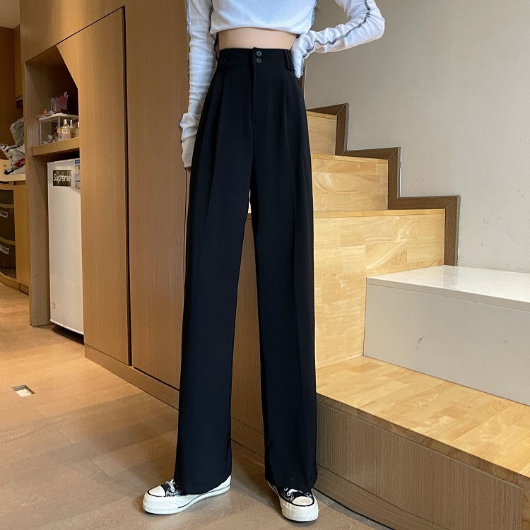 Quần Nữ Ống Suông Cạp Cao Tôn Dáng Vải Chéo Nhật Nhập Khẩu Phong Cách Hàn Quốc