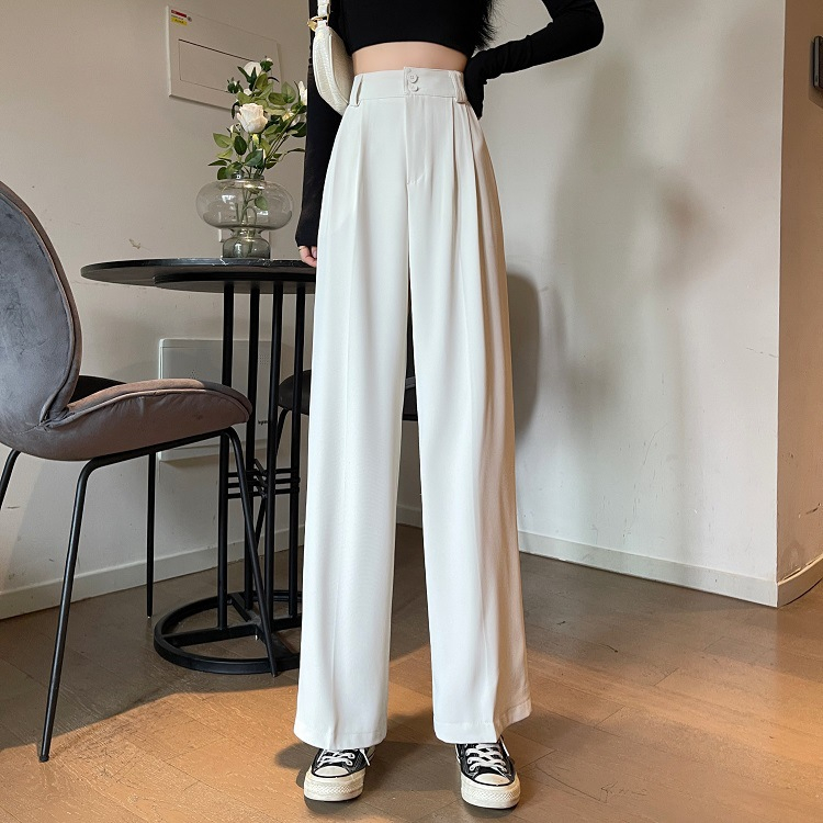 Quần Nữ Ống Suông Cạp Cao Tôn Dáng Vải Chéo Nhật Nhập Khẩu Phong Cách Hàn Quốc