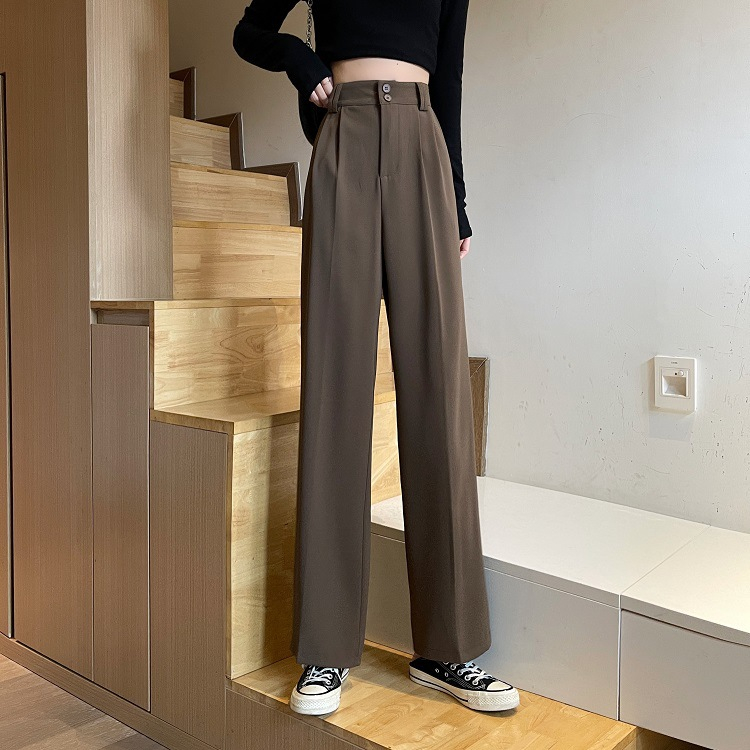 Quần Nữ Ống Suông Cạp Cao Tôn Dáng Vải Chéo Nhật Nhập Khẩu Phong Cách Hàn Quốc