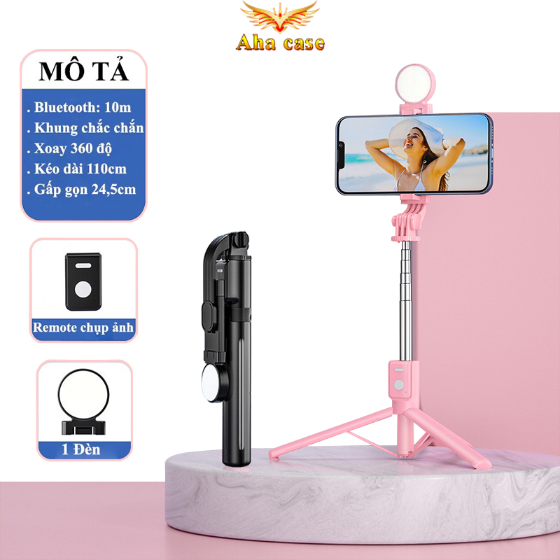Gậy Chụp Ảnh 3 chân B11S có đèn Led trợ sáng thế hệ mới, Gậy selfie chụp hình, tự sướng, nút bluetooth điều khiển từ xa