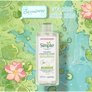 Nước tẩy trang Simple Micellar làm sạch trang điểm vượt trội và cấp ẩm tức thì cho da 200ml /400ml - Cottonloveu