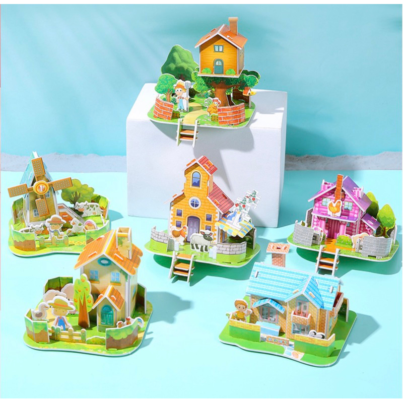 Đồ Chơi Lắp Ghép Bằng Giấy Xếp Hình Lâu Đài, Nông Trại, Rạp Xiếc