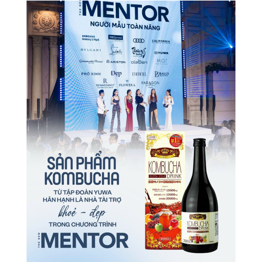 Kombucha Yuwa 720ml  Hàng chính hãng - Nước uống lên men Kombucha Yuwa 720ml