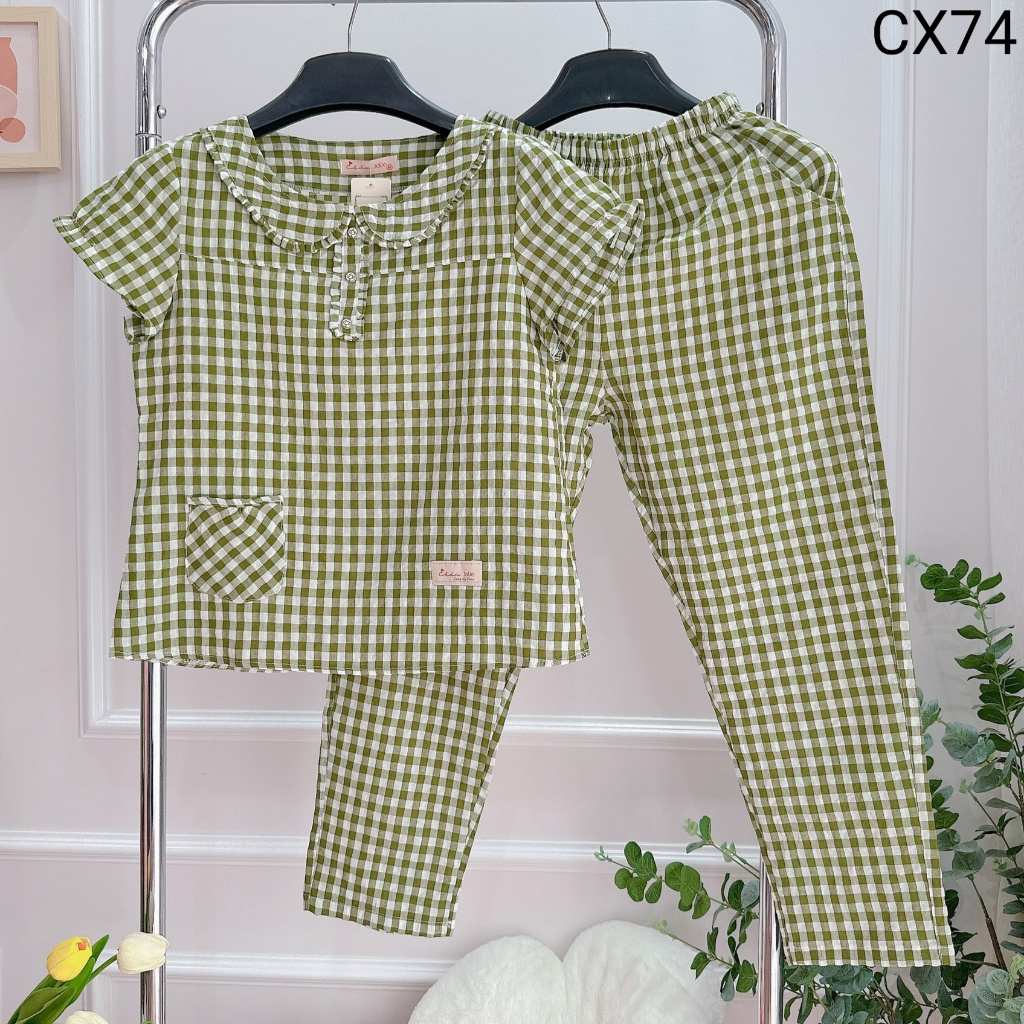 [BUNNYSKY] QUẦN ÁO NỮ MẶC NHÀ CHẤT LIỆU THÔ KẺ LÔNG MỀM MẪU TAY CỘC QUẦN DÀI HỌA TIẾT KẺ CARO FOM DÁNG ĐẸP | BigBuy360 - bigbuy360.vn