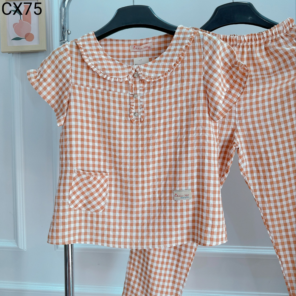 [BUNNYSKY] QUẦN ÁO NỮ MẶC NHÀ CHẤT LIỆU THÔ KẺ LÔNG MỀM MẪU TAY CỘC QUẦN DÀI HỌA TIẾT KẺ CARO FOM DÁNG ĐẸP | BigBuy360 - bigbuy360.vn