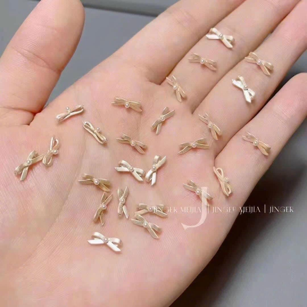 Phụ kiện đính móng hình nơ nơ gấp đính móng phong cách tiểu thư
