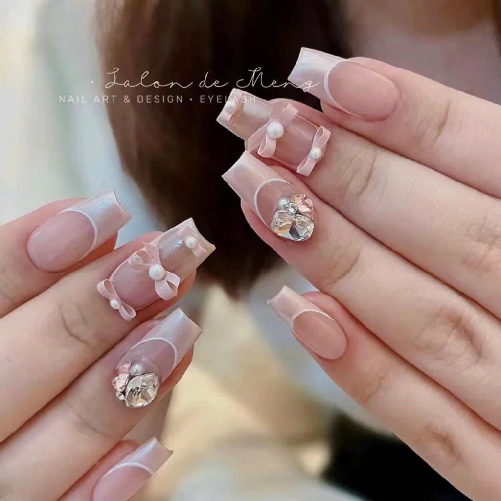 Phụ kiện đính móng hình nơ nơ gấp đính móng phong cách tiểu thư