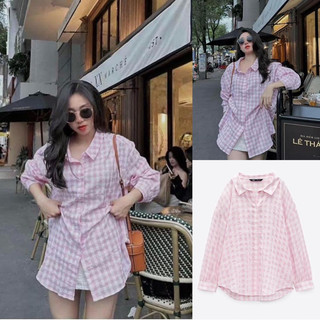 Áo sơ mi đũi kẻ caro hồng Zara xuất A225