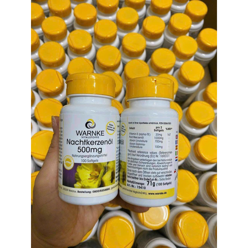 Tinh Dầu Hoa Anh Thảo Đức Warnke Nachtkerzenol 500mg 100 viên giúp làm đẹp da tóc cân bằng nội tiết tố