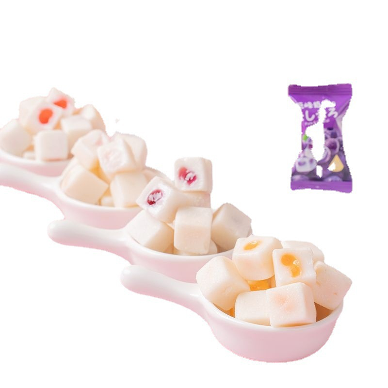 100g kẹo dẻo sữa chua nhân hoa quả vị soài- đào trắng-dâu tây-nho ăn vặt mềm ngon ít ngọt đã nghiền