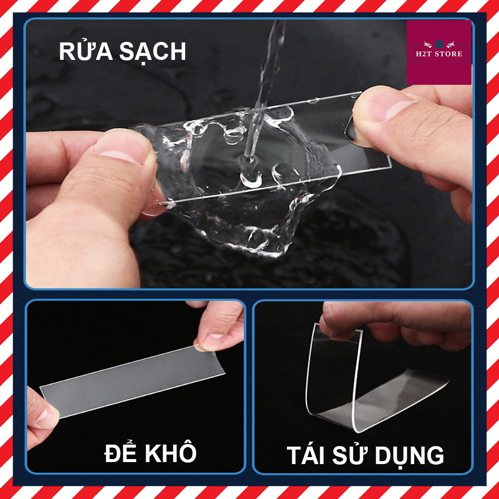 Băng keo nano 2 mặt trong suốt đa năng siêu dính rộng 3cm dày 1mm