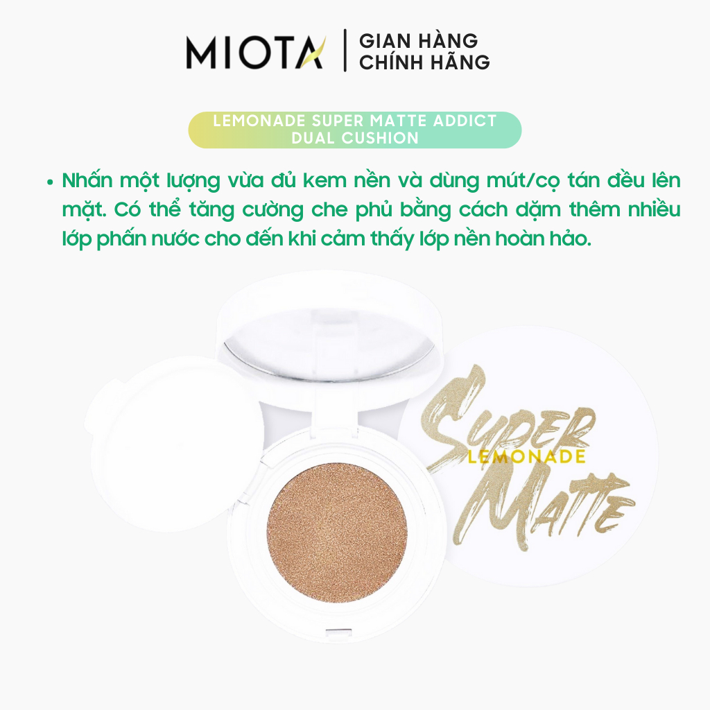 Phấn Nước Siêu Kiềm Dầu Lemonade Supermatte Cushion Missha 15g SPF50+/PA+++ Che Phủ Tốt, Lâu Trôi