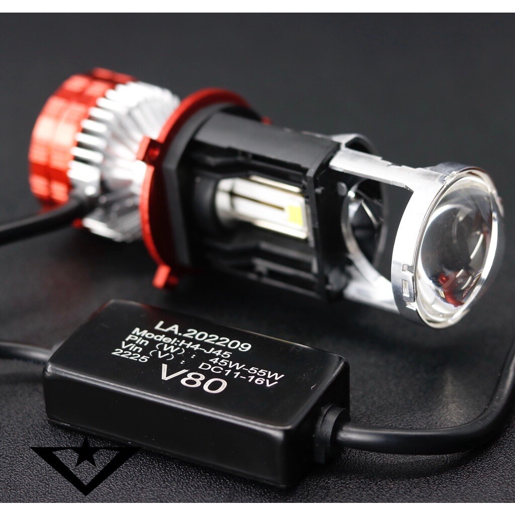 Đèn Led Pha Bi Cầu Mini V80 chân H4 Công Suất 55w lắp đặt cho Ô tô và Xe Máy Bảo Hành 12 Tháng