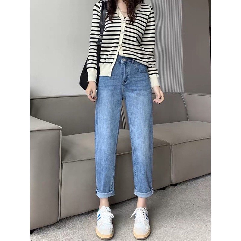 Quần baggy Bigsize 55-90kg , baggy Trơn Xanh Nhạt Nữ SAN JEANS BIGSIZE