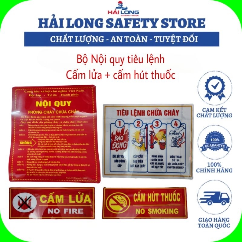 Biển Nội Quy PCCC Bảng Tiêu Lệnh Nội Quy Phòng Cháy Chữa Cháy Cấm Lửa + Cấm Hút Thuốc