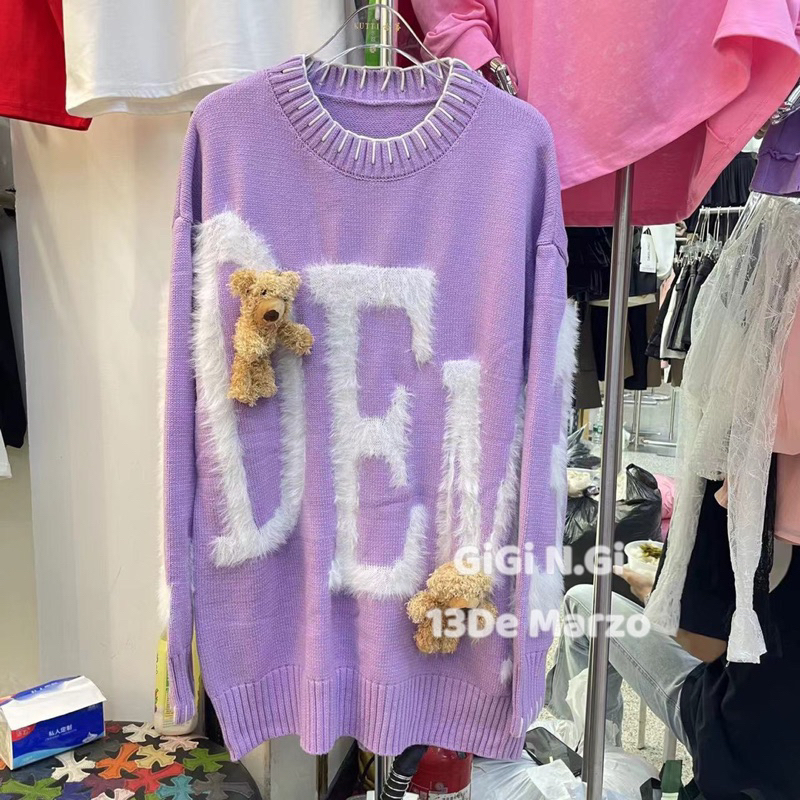 Áo len 13DE chữ lông