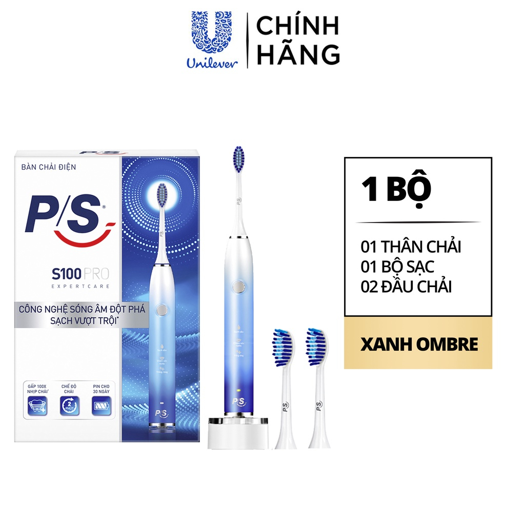 Bàn Chải Điện P/S S100 PRO - Công Nghệ Sóng Âm, Chải Sạch Mảng Bám Tới 10X