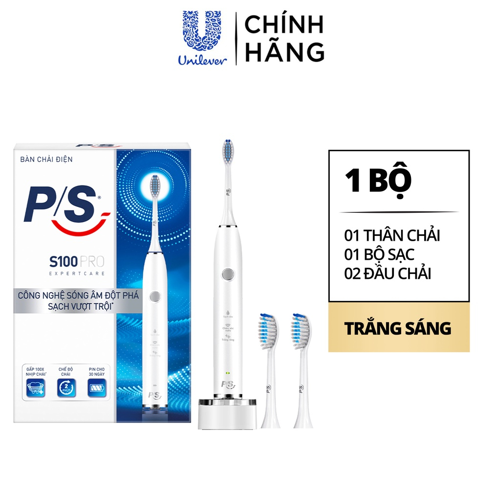 Bàn Chải Điện P/S S100 PRO - Công Nghệ Sóng Âm, Chải Sạch Mảng Bám Tới 10X