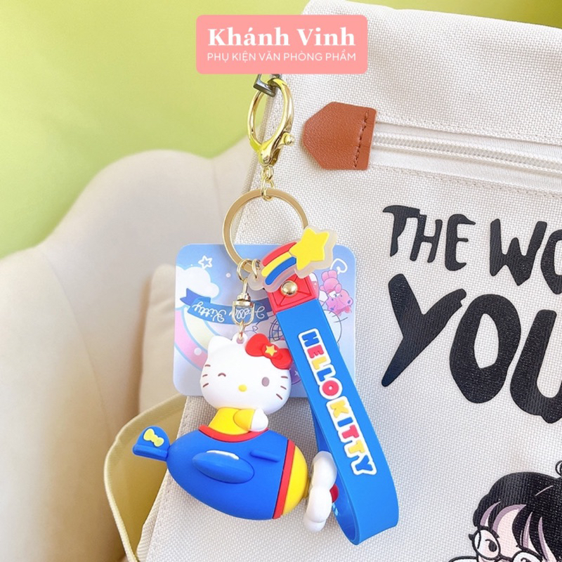 Móc Khoá Cao Cấp Bộ Tàu Bay Sanrio | Móc Khoá Kèm Phụ Kiện