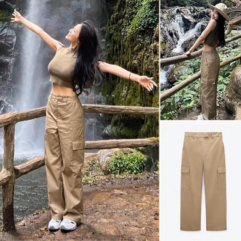 Quần túi hộp kaki dài Zara