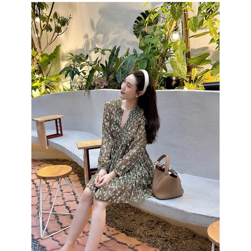 Váy baby doll hoa nhí dài tay Zara