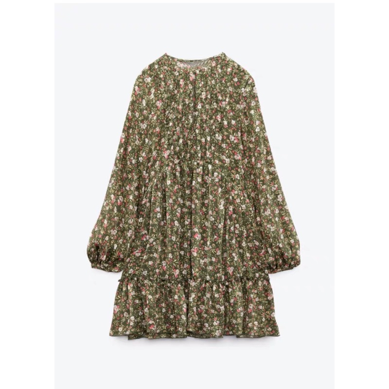 Váy baby doll hoa nhí dài tay Zara